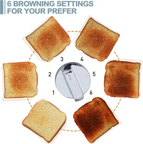 Vista 5 de CUSIMAX Tostadora de 4 rebanadas, pantalla LED ultra clara y ranuras extra anchas, tostadora de acero inoxidable con paneles de control dobles de 6