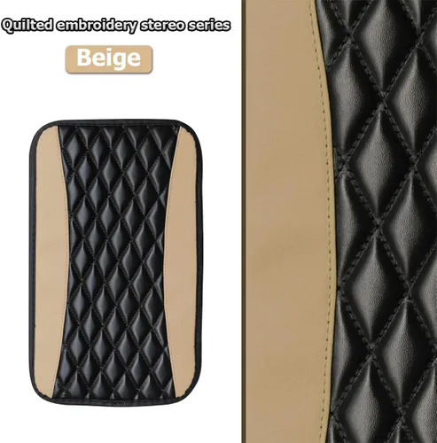 Vista 3 de Osilly Almohadilla para consola central de automóvil, funda universal impermeable para caja de reposabrazos, 12.6" x 7.5" piel sintética, protector