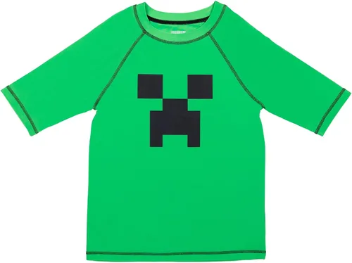 Vista 2 de Minecraft Zombie Creeper Alex Steve - Conjunto de traje de baño y protector de erupción para niños pequeños a grandes