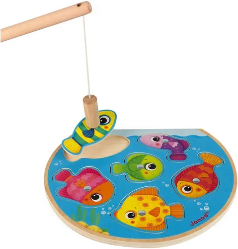 Vista 2 de Janod Rompecabezas de madera y juego magnético 2 en 1 Speedy Fish - A partir de 18 meses - J07088