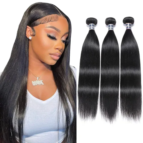 Vista 21 de Extensiones de cabello, liso, malasio, calidad 9A