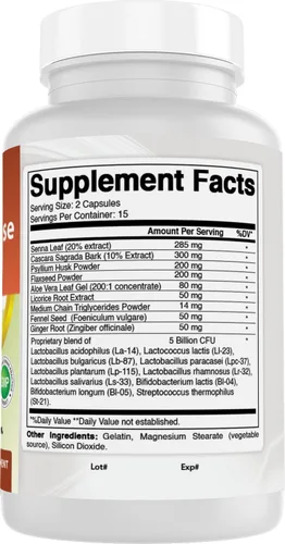 Vista 6 de Best Naturals Limpieza intestinal y colon durante 15 días + probióticos para mujeres y hombres con Senna, cáscara sagrada y cáscara de psyllium - 30