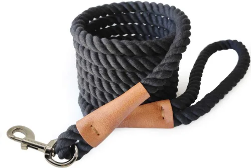 Vista 12 de BTINESFUL Correa de algodón para perro de 3/5/10 pies, cómoda correa de control trenzada para perros fuertes, grandes y medianos, senderismo, Negro