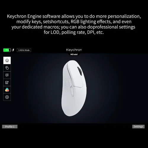Vista 2 de Keychron M3 Mini Ratón Inalámbrico Óptico, Ratón para Juegos Bluetooth 5.1/2.4 GHz/Con Cable, Sensor Programmable PixArt 3395 con hasta 26,000 DPI