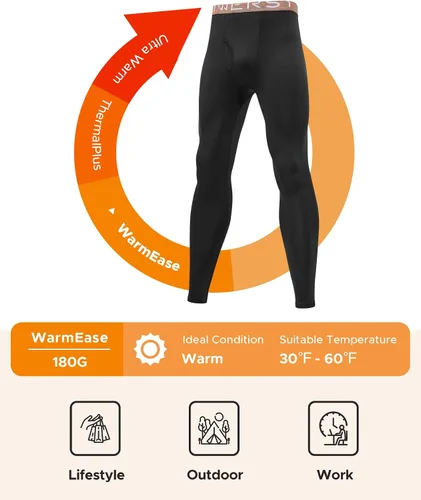 Vista 3 de INNERSY Ropa interior térmica para hombre, ligera, capa base, 2 paquetes
