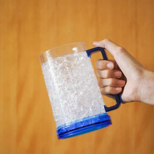 Vista 6 de Vasos para beber, tazas de cerveza de gel de doble pared, tazas de hielo para congelador, 16 onzas, taza de cerveza de plástico de enfriamiento