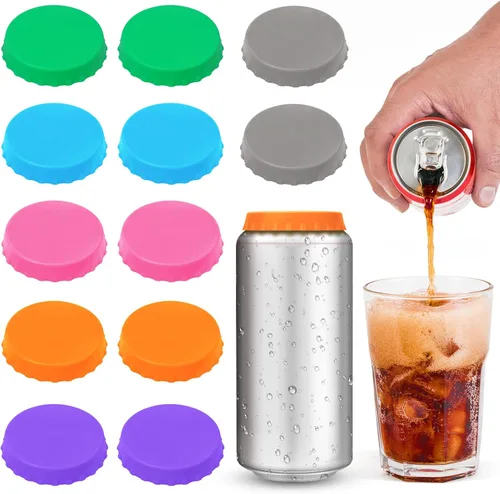 Vista 7 de Paquete de 6 tapas de silicona para latas de refresco, tapas reutilizables para latas de refresco, cubiertas para latas de cerveza, cubiertas