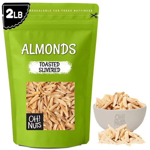 Vista 14 de Oh! Nuts Almendras blanqueadas plateadas – crudas – 100% naturales – 1.5 libras – Palitos de almendras blancas – Empaquetados en bolsa con cierre