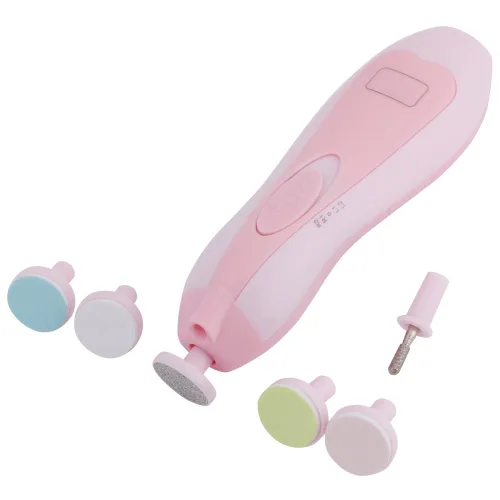 Vista 6 de Cortadora de uñas eléctrica 6 en 1 para bebés, dispositivo de pulido para dedos de los pies y uñas, funciona con pilas para bebés, niños y adultos