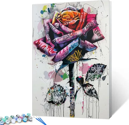 Vista 16 de Tucocoo Kits de Pintura por Números para Adultos y Niños - Labios Graffiti Sacando la Lengua - Pintura al Óleo Digital DIY sobre Lienzo Arte