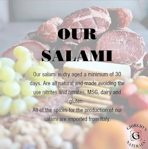 Vista 6 de Giorgio's Naturals Salami envejecido en seco hecho a mano – Soppressata de carne de res 5 onzas, auténtica salchicha italiana, salami duro, salami