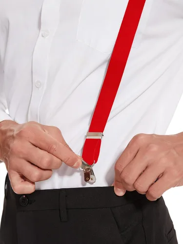 Vista 18 de habibee Color sólido para hombre en forma de Y con clips fuertes tirantes ajustables
