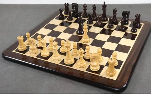 Vista 3 de Royal Chess Mall - Juego de piezas de ajedrez Leningrado Staunton - Palisandro y boj - 4" King