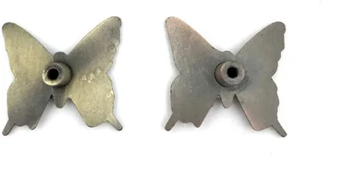 Vista 7 de 4 pomos de metal con forma de mariposa antigua para cajones (2 piezas de bronce y 2 bronce rojo)