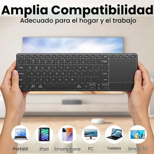 Vista 7 de Teclado inalámbrico recargable con panel táctil-QWERTY