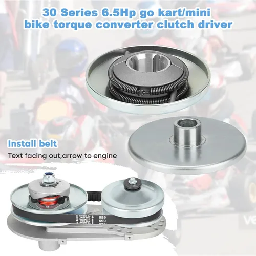 Vista 3 de Convertidor de par de embrague de polea de controlador con correa para Go Kart/Mini Bike de 30 Series 2-7HP, para orificio máximo de 3/4" de par