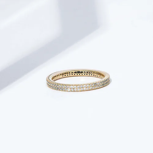 Vista 3 de Tienda Essentials Anillo de eternidad de doble fila chapado en oro de 14 quilates o rodio