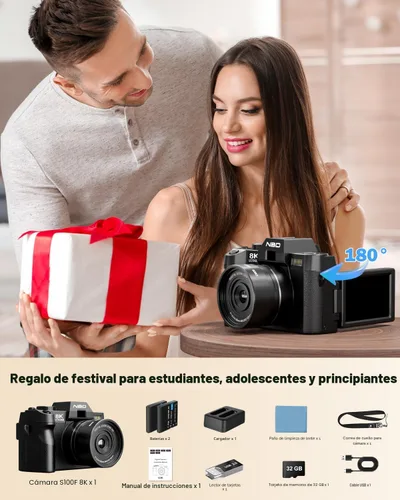Vista 9 de NBD 8K Digital Cameras for Photography with Dual-Lens 16X Zoom Black