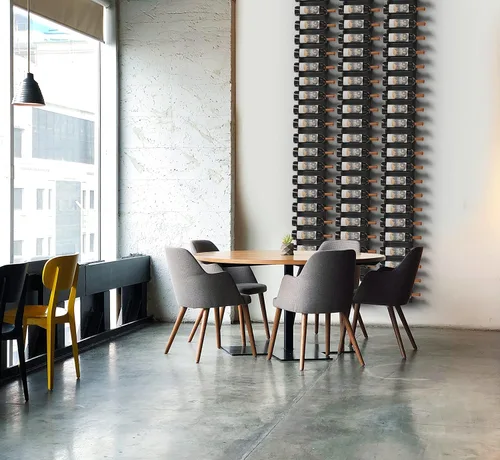 Vista 6 de Jagged Ridge Wine Rooms - Estante de metal para vino montado en la pared de alta calidad - Soporte para 12 botellas de vino - Estante moderno