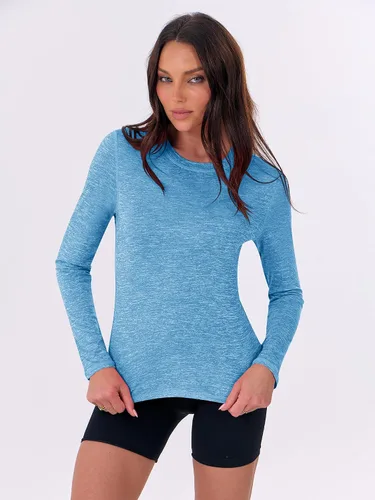Vista 6 de ANRABESS Camisas atléticas de manga larga para mujer, de secado rápido, ajustadas, para yoga, gimnasio