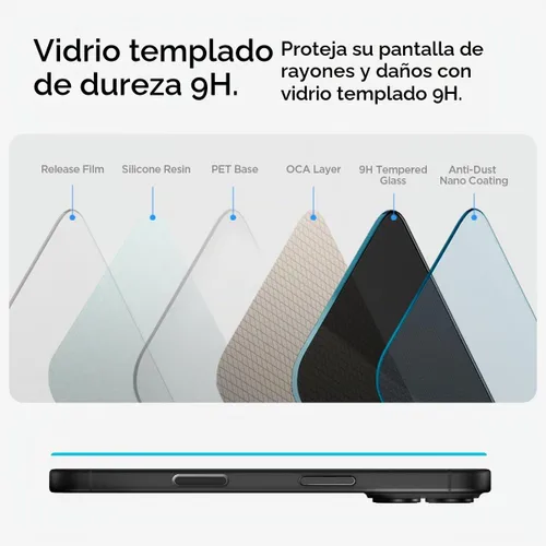 Vista 4 de Spigen Protector de pantalla de vidrio templado [GlasTR EZ FIT - Privacidad] Diseñado para iPhone 16 Plus/iPhone 15 Plus [2 unidades]