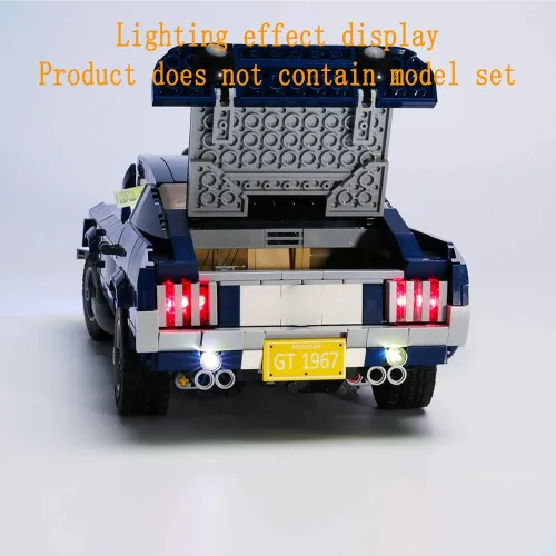 Vista 5 de GEAMENT Kit de luces de bloques de versión mejorada para el modelo de construcción Creator Expert Ford Mustang, compatible con el auto Lego 10265