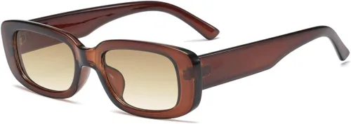 Vista 6 de aisswzber Gafas de sol rectangulares vintage para mujeres y hombres, de los años 90, con marco cuadrado estrecho, protección UV400