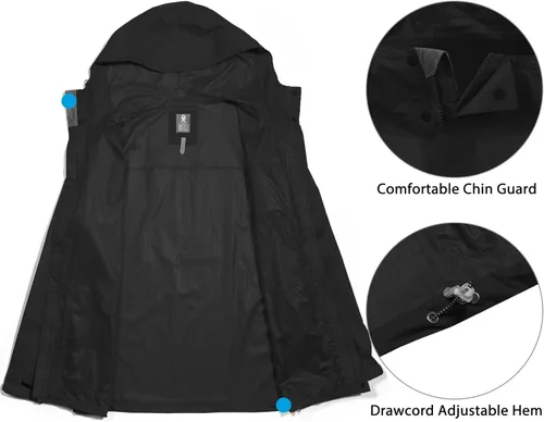 Vista 6 de Little Donkey Andy Chaqueta impermeable para hombre, ligera, cortavientos con capucha para golf, senderismo, UPF 30