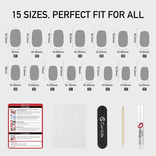 Vista 8 de CurvLife - Uñas postizas cuadradas cortas a presión, color blanco brillante Cuadrado Gradiente Blanco