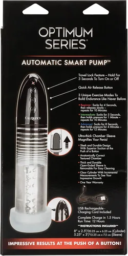 Vista 6 de CalExotics, Optimum Series Bomba inteligente automática – Bomba de pene de mejora masculina con funda de silicona Stroker – Juguetes sexuales