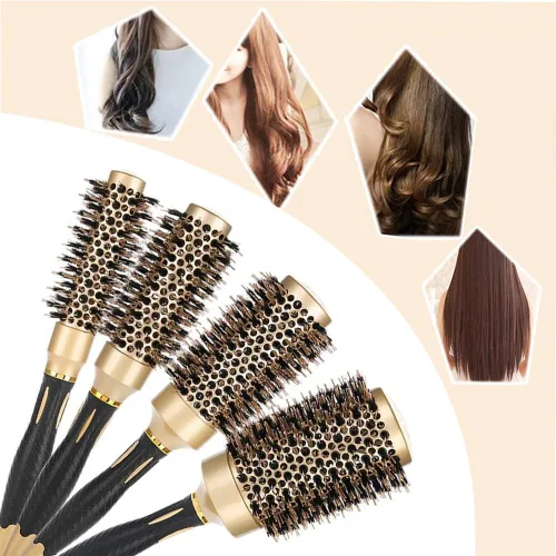 Vista 5 de Cepillo para el Cabello, Juego de Cepillos Redondos para Secado con Secador - Cepillo Profesional de Cerdas de Jabalí para Peinado, Tecnología