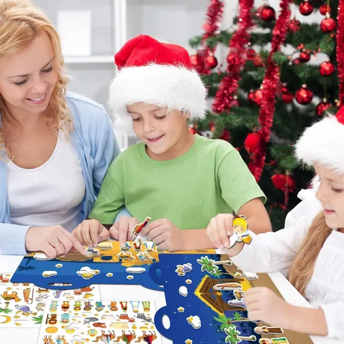 Vista 7 de Libro de actividades con pegatinas 3D hinchables de Navidad 100 pegatinas reutilizables Actividades para niños Escena religiosa Libro de pegatinas