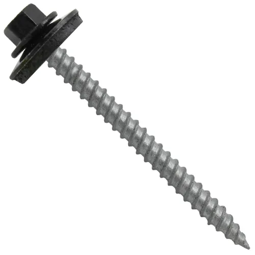 Vista 15 de 12 tornillos para techos de metal gris ABC de 2-1/2 pulgadas, cabezal de arandela hexagonal, arranque automático/roscado, arandela EPDM. 1 bolsa