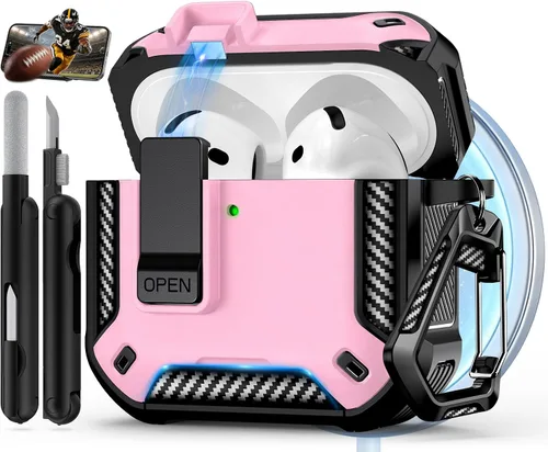 Vista 11 de Funda para AirPods Pro de 2 generación con soporte para teléfono, diseño de interruptor automático de protección completa contra caídas con kit