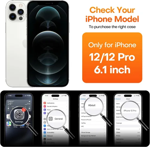 Vista 2 de CellEver Funda de silicona resistente para iPhone 12 y 12 Pro, dos protectores de pantalla de vidrio inastillables, protección militar contra Negro