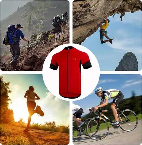 Vista 7 de Cycling Bike Jersey for Men Short and Long Sleeve Bike Bicycle Shirts Biking Clothing Breathable Quick-Dry Shirt with Pockets