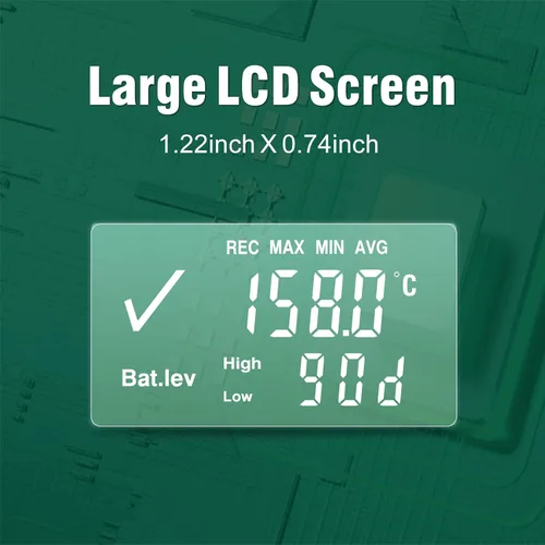 Vista 3 de Freshliance Registrador de Datos de Temperatura con Pantalla LCD, Registrador de Temperatura USB de Un Solo Uso con 30000 Puntos, Informe Automático