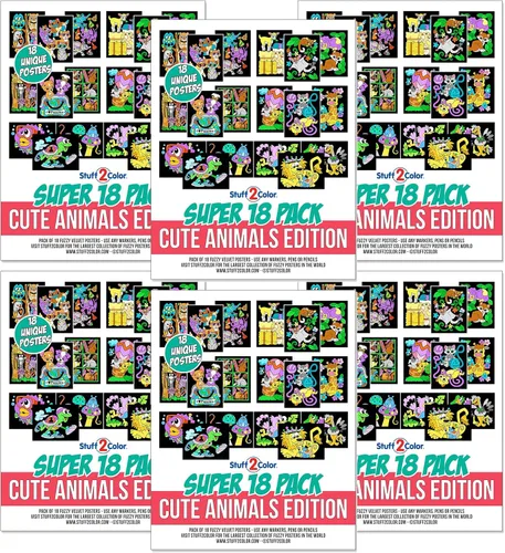 Vista 7 de Paquete de 18 pósteres para colorear difusos (edición de animales lindos), kit de arte y manualidades para niños, niñas y niños, perfecto para niños