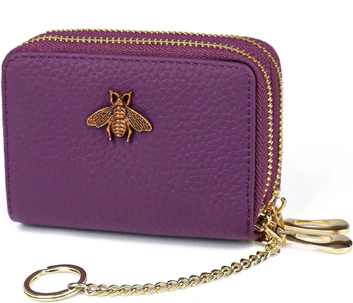 Vista 67 de imeetu Soporte para tarjetas de crédito RFID, cartera pequeña de cuero con cremallera para mujer