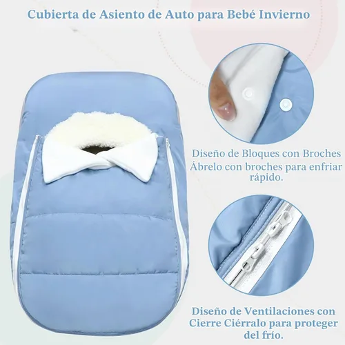Vista 5 de Funda de asiento de automóvil para bebé, invierno, impermeable, para recién nacido, resistente al viento, funda de asiento de automóvil para bebé