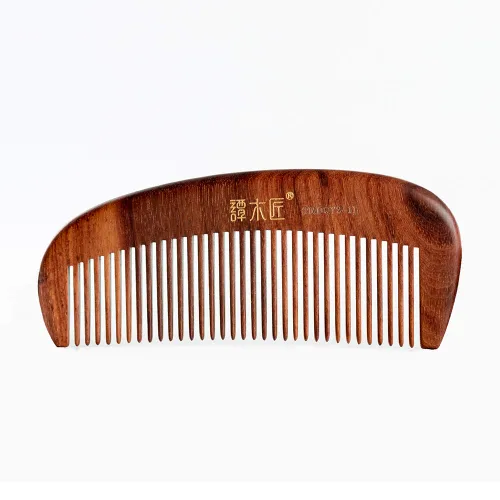 Vista 2 de TAN MUJIANG Peine de madera para el cabello Laca de manzana hecha a mano antiestática 2-11