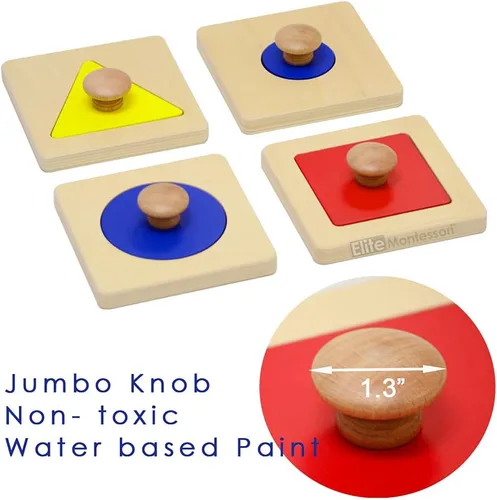 Vista 5 de Elite Montessori Rompecabezas grueso de una o varias formas jumbo con perilla, material de aprendizaje para niños preescolares