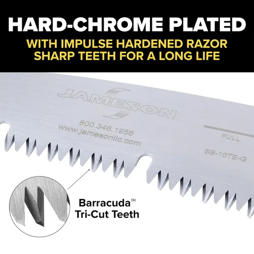 Vista 4 de Barracuda™ Hoja de sierra de corte triple de 16 pulgadas con borde de goleta Dientes duros cromados, endurecidos por impulso, se adapta a postes