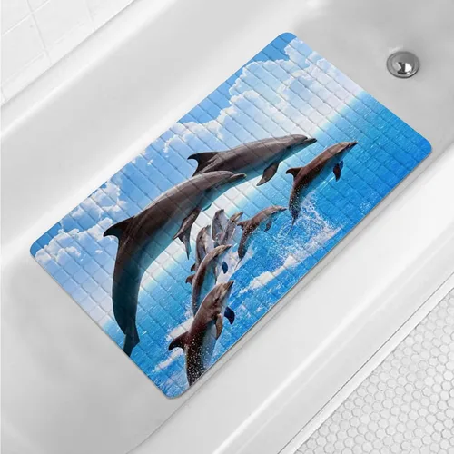 Vista 14 de Tapete de baño floral bohemio morado antideslizante con flores abstractas para ducha, tapete de baño botánico para bañera con ventosas y agujeros