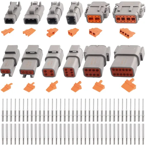 Vista 6 de JRready - Conector de la serie DT Deutsch DT 2 3 4 6 8 12 Pin Gray Waterproof Connector, 35 Pairs Barrel Style Solid Terminals, Wire SIze 14-16