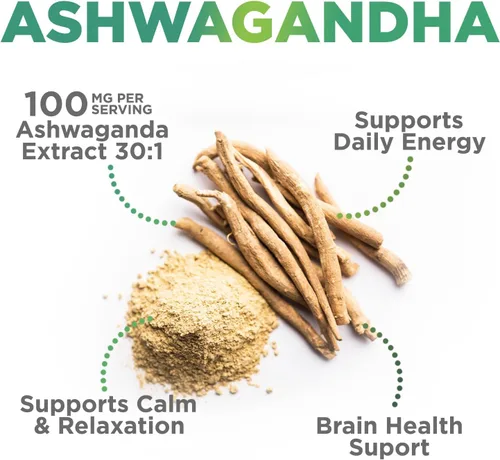 Vista 3 de Gomitas Ashwagandha – Fórmula avanzada de gomitas Ashwagandha para uso diario – Apoyo antioxidante natural y apoyo a la salud cerebral – Calma