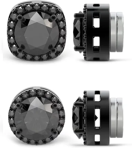 Vista 13 de Aretes magnéticos para hombre con circonita cúbica 5A de acero inoxidable plata-estilo 1