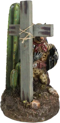 Vista 6 de Ebros Gift Rústico vaquero armadillo occidental por Saguaro Cactus arrodillado al pie de la cruz rugosa figura de oración Viejo Mundo Wild West