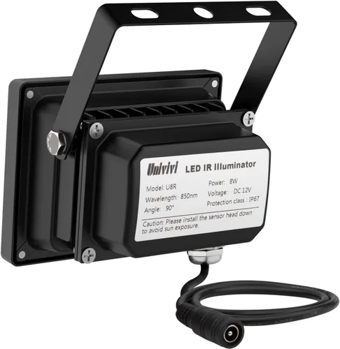 Vista 2 de Univivi Iluminador de infrarrojos de 90 grados de gran ángulo con 8 LED IR, luz infrarroja de 850 nm, iluminador de infrarrojos para visión
