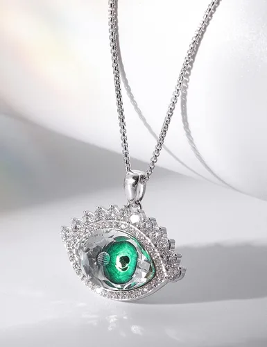 Vista 4 de Richapex Evil Eye Necklace for Women 18K Silver Plated Necklace Pure Crystal Eye Pendant Protection Necklace Ojo Turco Turkish Amulet Luck Gifts